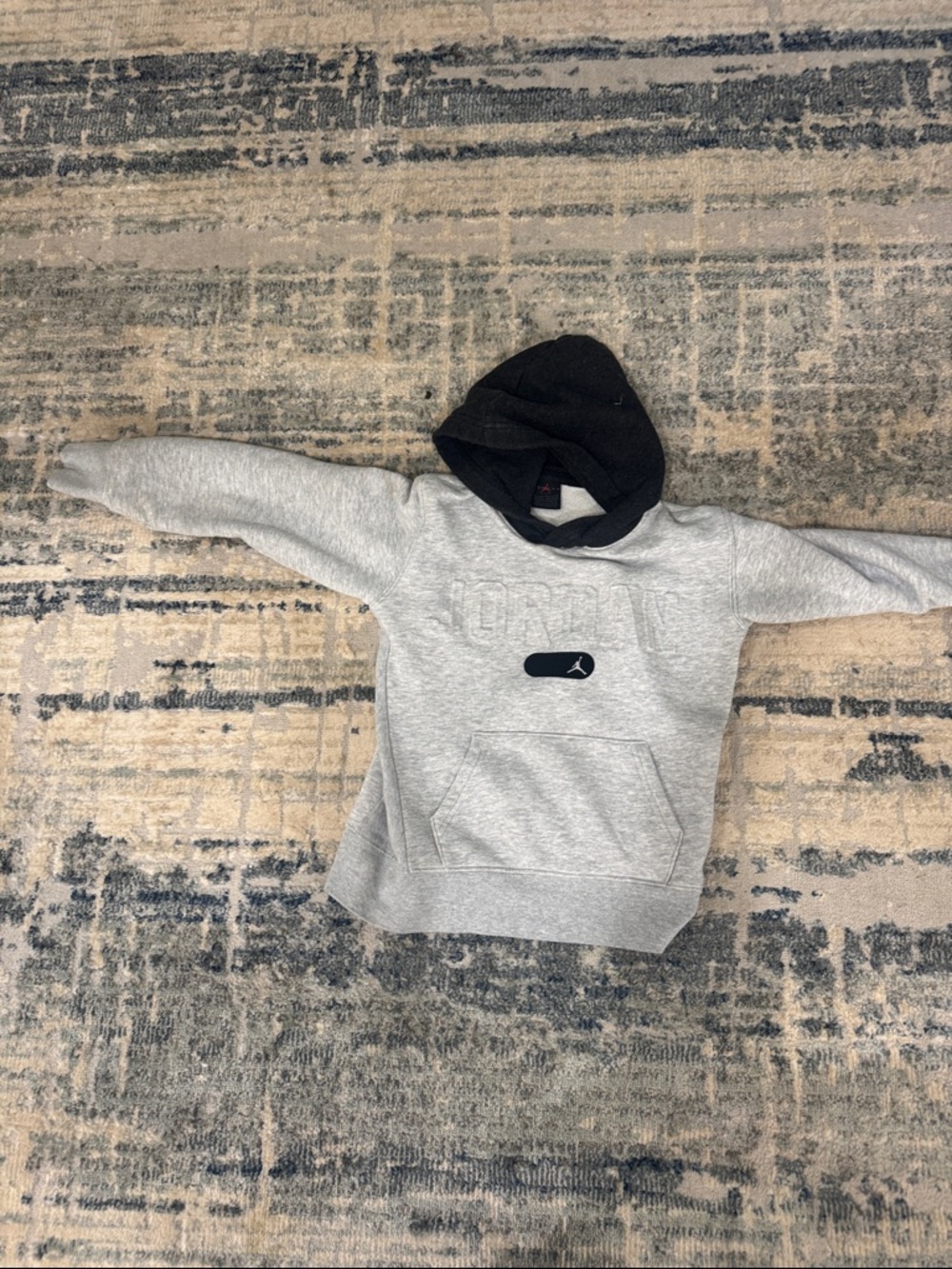 Jordan Grey Hoodie with Black Hood and Small Jumpman